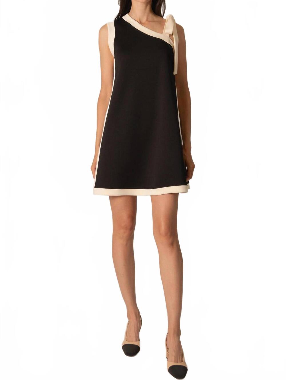 NEW P.CILL phoebe contrast tie strap dress in black/ivory